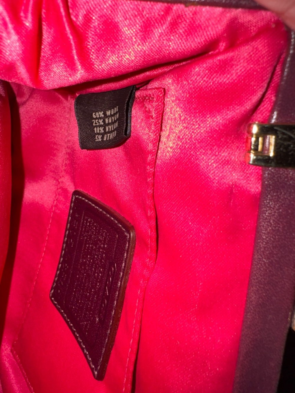 Coach Red & Pink Tweed Frame Mini Bag with Gold Turnlock - Picture 2 of 7